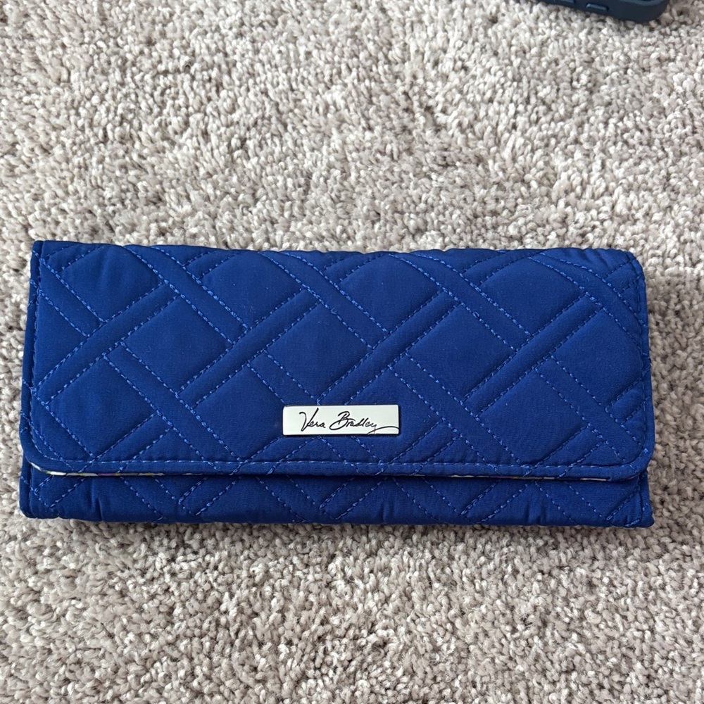 Vera Bradley Royal Blue Quilted long trifold Wallet